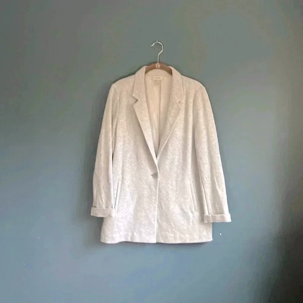 Ann‎ Taylor LOFT light, gray cardigan, blazer like sweater women's size S
